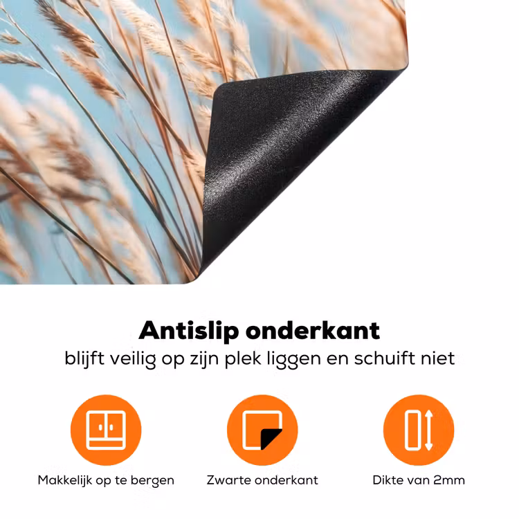 Siergras - Wind - Lichtbruin Inductie beschermer vinyl 3mm klein -zzzzzzz-td-onderkant