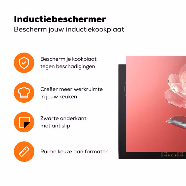 Sierlijk - Bloem - Roze - Glazen Inductie beschermer vinyl 3mm klein -zzzzzzz-td-ups