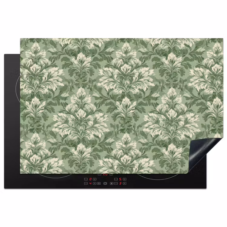 Sierlijk - Lichtgroen - Planten - Patroon - Getailleerd Inductie beschermer vinyl 3mm klein 276 -3d