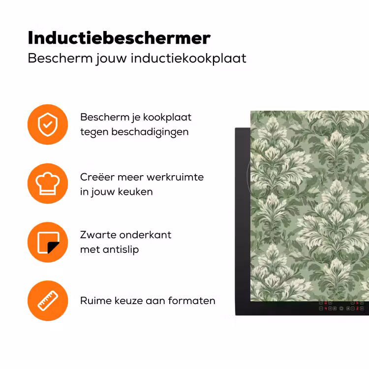 Sierlijk - Lichtgroen - Planten - Patroon - Getailleerd Inductie beschermer vinyl 3mm klein 276 -zzzzzzz-td-ups