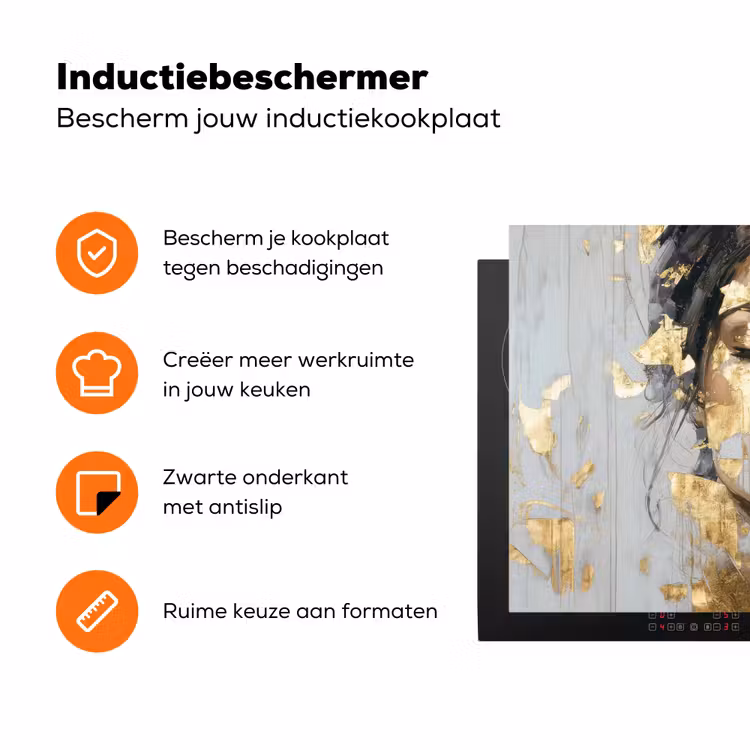 Sierlijk - Vrouw - Goud - Ogen Inductie beschermer vinyl 3mm klein -zzzzzzz-td-ups
