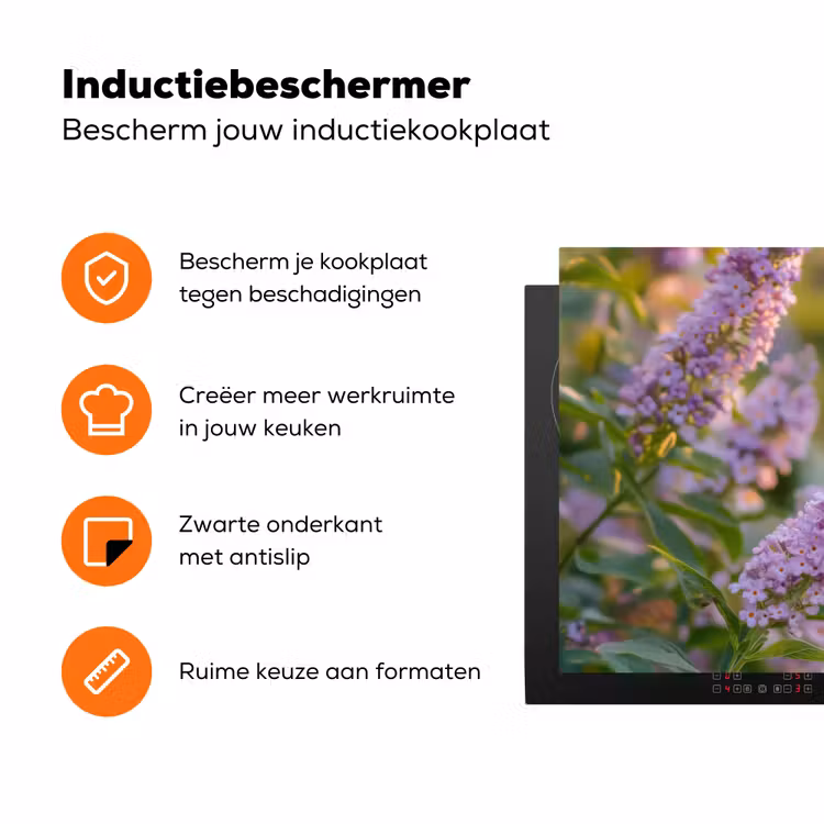 Sierlijke - Vlinder - Paarse - Bloemen Inductie beschermer vinyl 3mm klein -zzzzzzz-td-ups