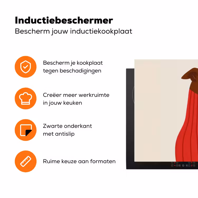 Silhouet - Hond - Trui - Rood Inductie beschermer vinyl 3mm klein -zzzzzzz-td-ups
