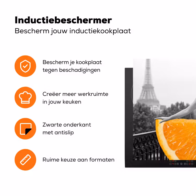 Sinaasappel - Eiffeltoren - Vrouw Inductie beschermer vinyl 3mm klein -zzzzzzz-td-ups