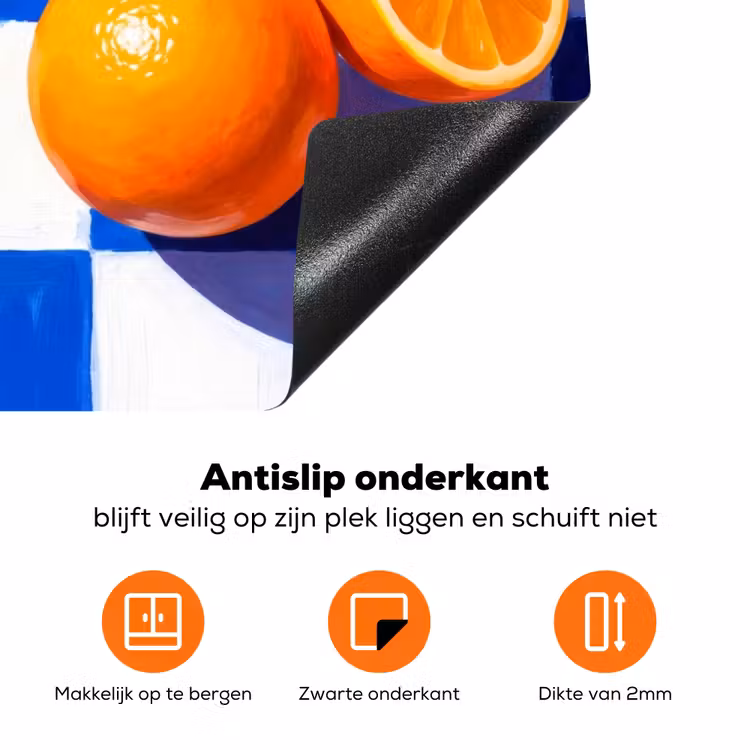 Inductiebeschermer - Sinaasappel - Geruit - Eten - Sinaasappel - Geruit - Eten Inductie beschermer vinyl 3mm klein
