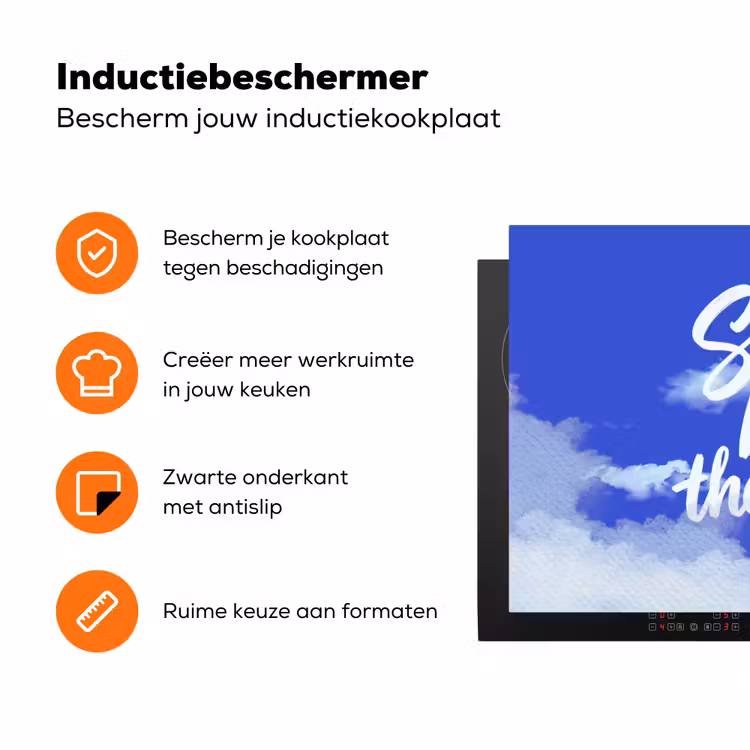 Sky is not the limit - Blauwe lucht - Wolken Inductie beschermer vinyl 3mm klein -zzzzzzz-td-ups