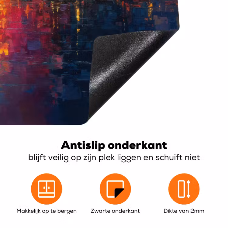 Skyline - Penseelstreken - Donkerblauw - Lichtgevend Inductie beschermer vinyl 3mm klein -zzzzzzz-td-onderkant