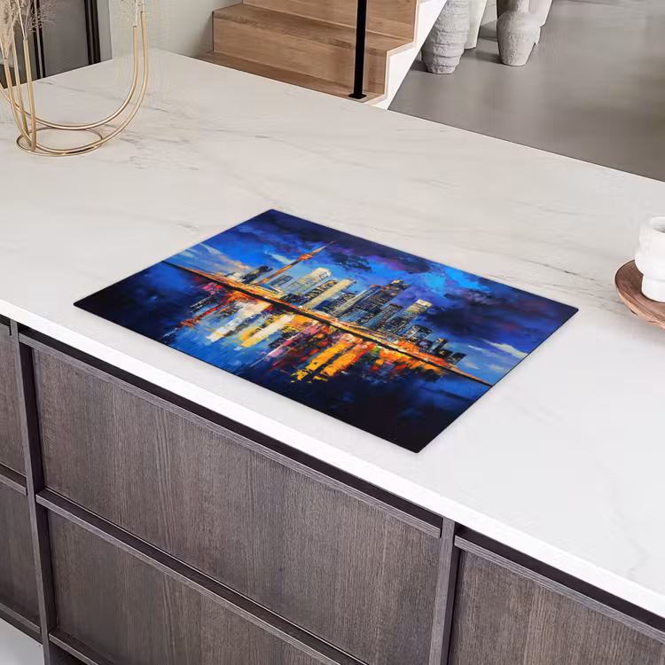Skyline Toronto - Modern - Stadslicht - Blauw Inductie beschermer vinyl 3mm klein -sfeer8