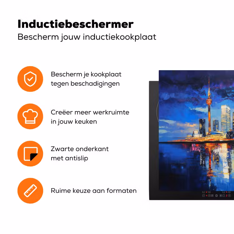 Skyline Toronto - Modern - Stadslicht - Blauw Inductie beschermer vinyl 3mm klein -zzzzzzz-td-ups