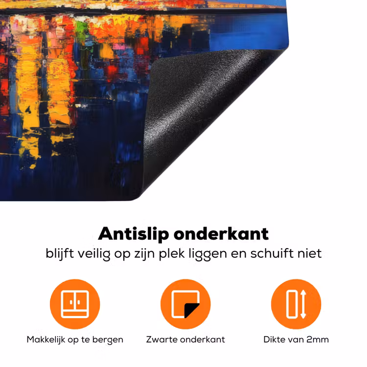 Skyline Toronto - Modern - Stadslicht - Blauw Inductie beschermer vinyl 3mm klein -zzzzzzz-td-onderkant