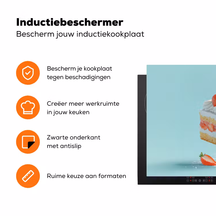 Slagroom - Taart - Blauw - Eten Inductie beschermer vinyl 3mm klein -zzzzzzz-td-ups