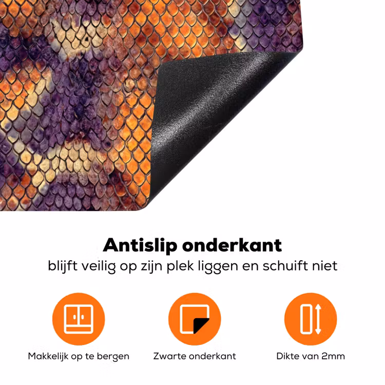 Slang - Schubben - Kleurrijk Inductie beschermer vinyl 3mm klein 276 -zzzzzzz-td-onderkant