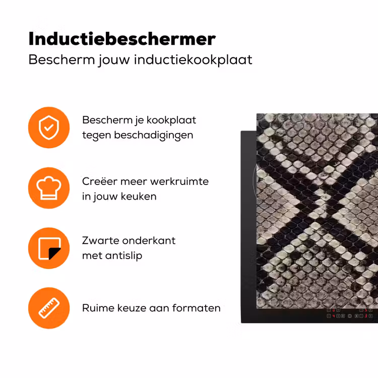 Slangenleer - Patroon - Beige Inductie beschermer vinyl 3mm klein -zzzzzzz-td-ups