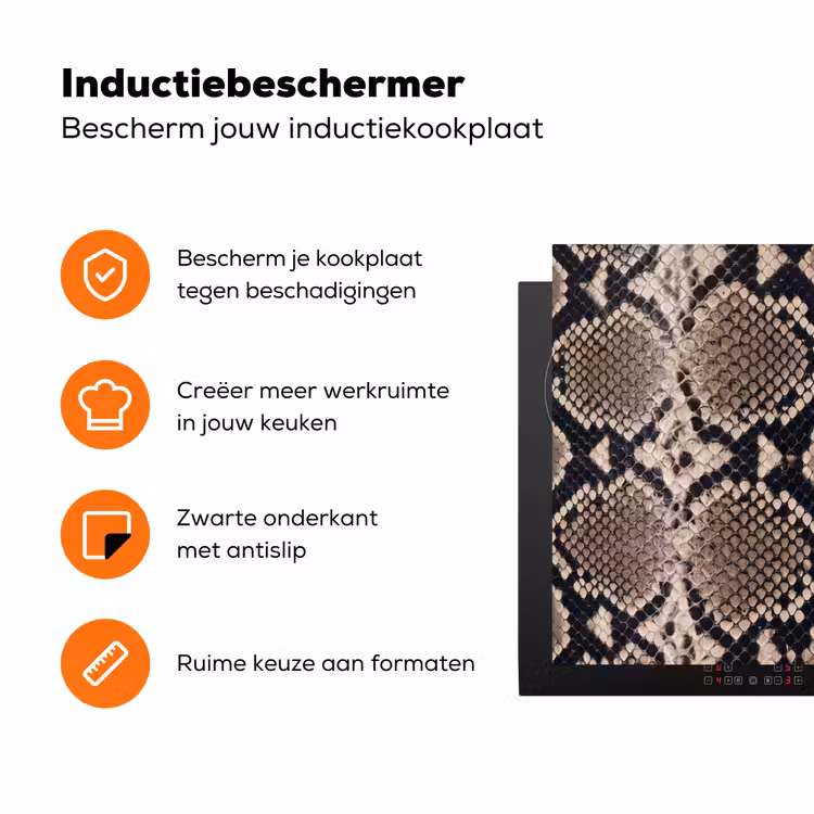 Slangenprint - Python - Bruin Inductie beschermer vinyl 3mm klein -zzzzzzz-td-ups