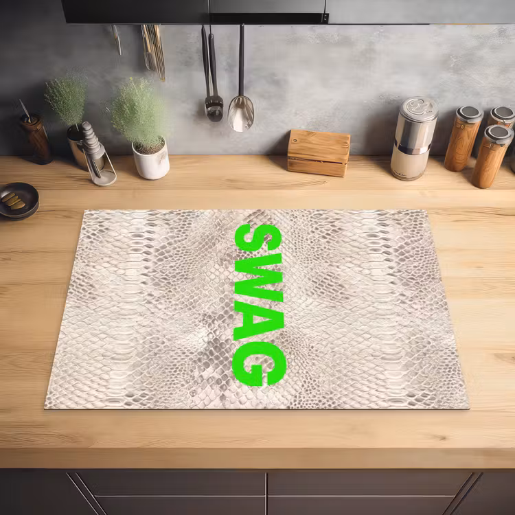 Slangenprint - SWAG - Neon - Groen Inductie beschermer vinyl 3mm klein -sfeer5