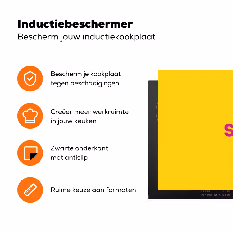 Smile - Roze - Geel Inductie beschermer vinyl 3mm klein -zzzzzzz-td-ups
