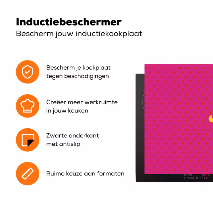 Smile - Stippen - Geel - Smiley - Roze Inductie beschermer vinyl 3mm klein -zzzzzzz-td-ups
