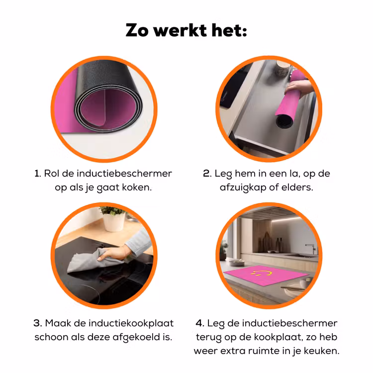 Smiley - Vrolijk - Roze Inductie beschermer vinyl 3mm klein -zzzzzzz-td-werking