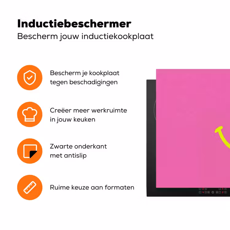 Smiley - Vrolijk - Roze Inductie beschermer vinyl 3mm klein -zzzzzzz-td-ups