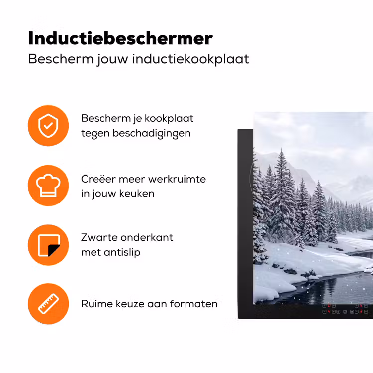Sneeuwlandschap - Bergen - Rivier - Winter Inductie beschermer vinyl 3mm klein -zzzzzzz-td-ups