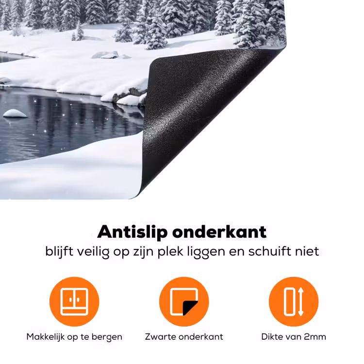 Sneeuwlandschap - Bergen - Rivier - Winter Inductie beschermer vinyl 3mm klein -zzzzzzz-td-onderkant