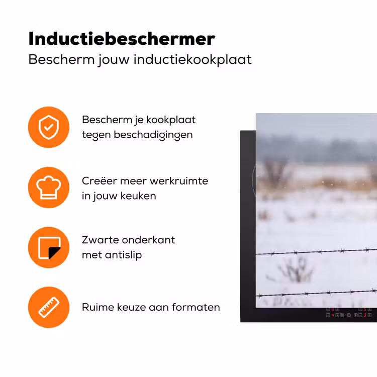 Sneeuwuil - Hek - Sneeuw - Wit Inductie beschermer vinyl 3mm klein -zzzzzzz-td-ups