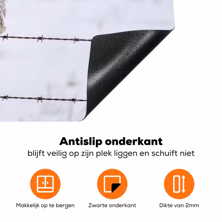 Sneeuwuil - Hek - Sneeuw - Wit Inductie beschermer vinyl 3mm klein -zzzzzzz-td-onderkant