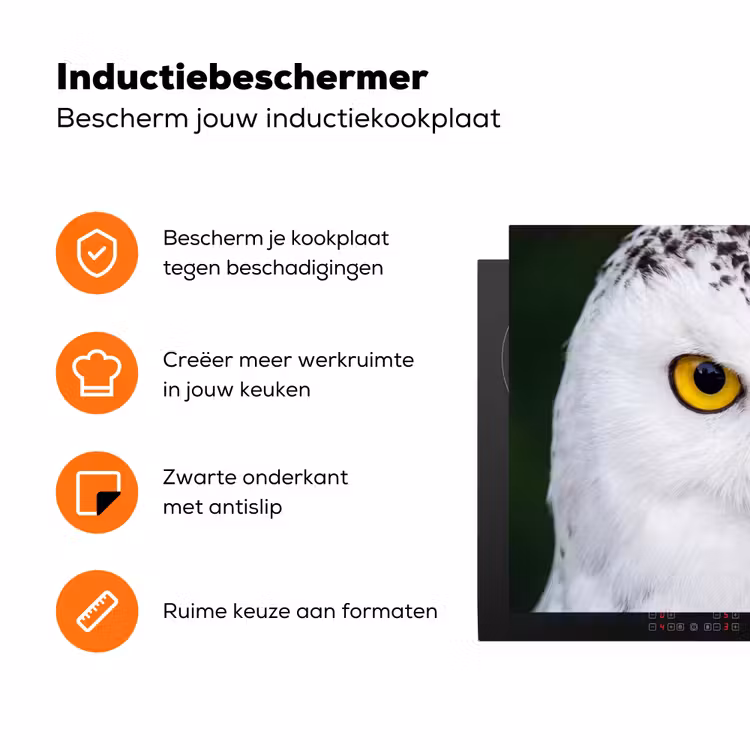 Sneeuwuil - Portret - Geel Inductie beschermer vinyl 3mm klein -zzzzzzz-td-ups