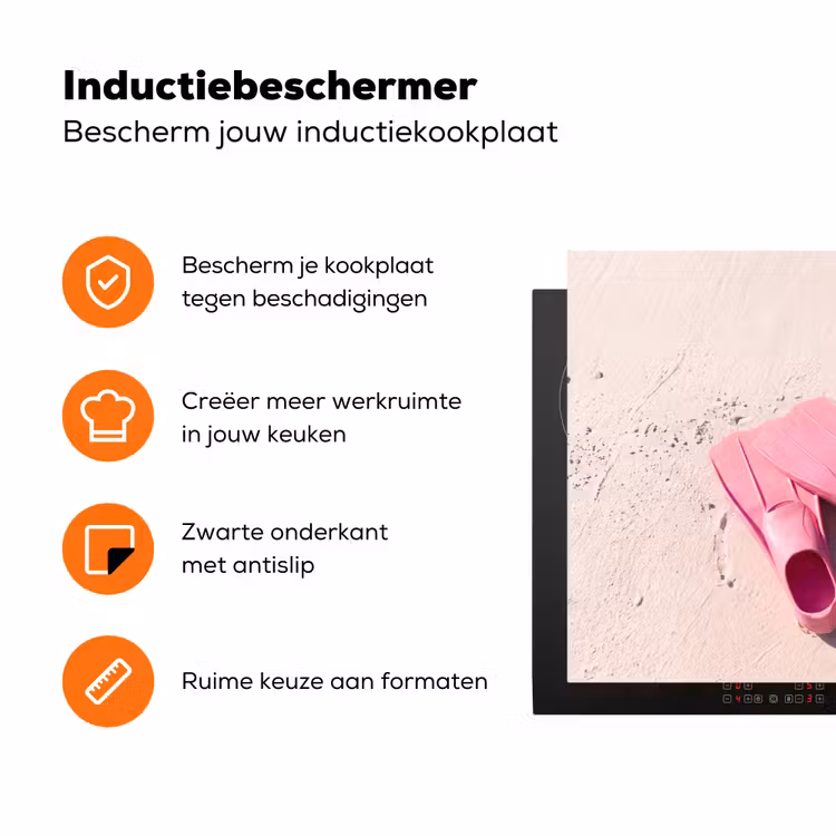 Snorkelset - Strand - Zomer - Roze Inductie beschermer vinyl 3mm klein -zzzzzzz-td-ups