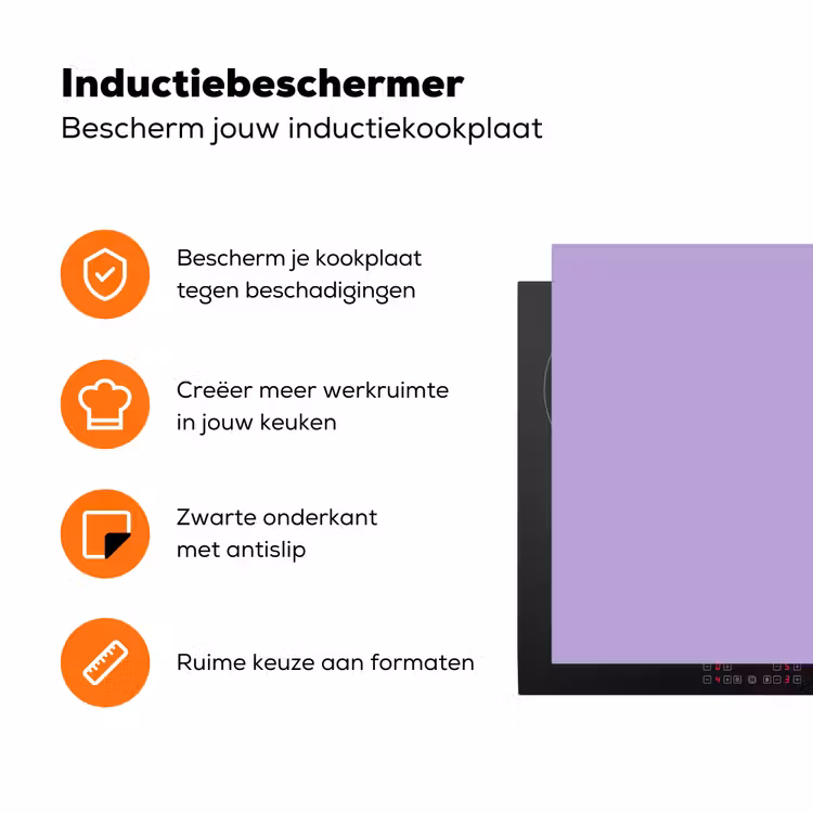 Soft - Lavender - Paars Inductie beschermer vinyl 3mm klein 276 -zzzzzzz-td-ups