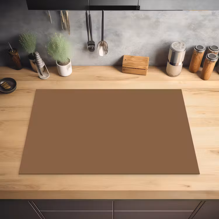 Soft - Walnut - Bruin Inductie beschermer vinyl 3mm klein 276 -sfeer5