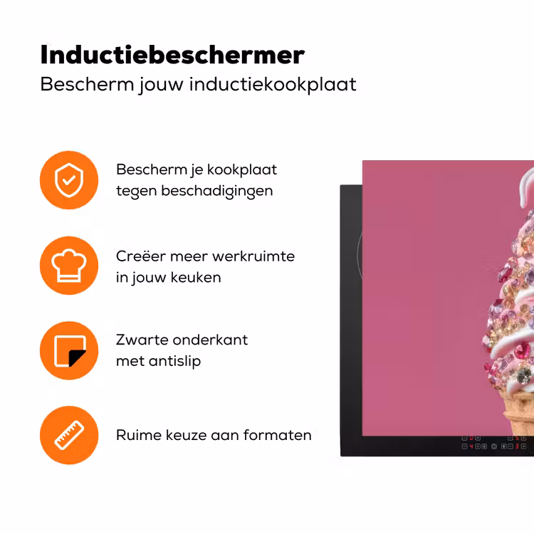 Softijs - Edelstenen - Roze - Hoorntje Inductie beschermer vinyl 3mm klein -zzzzzzz-td-ups