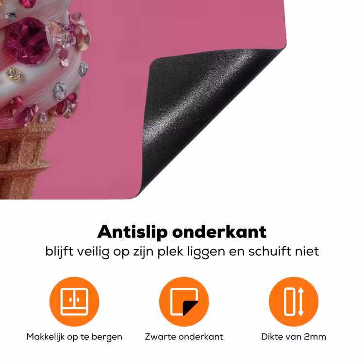 Softijs - Edelstenen - Roze - Hoorntje Inductie beschermer vinyl 3mm klein -zzzzzzz-td-onderkant