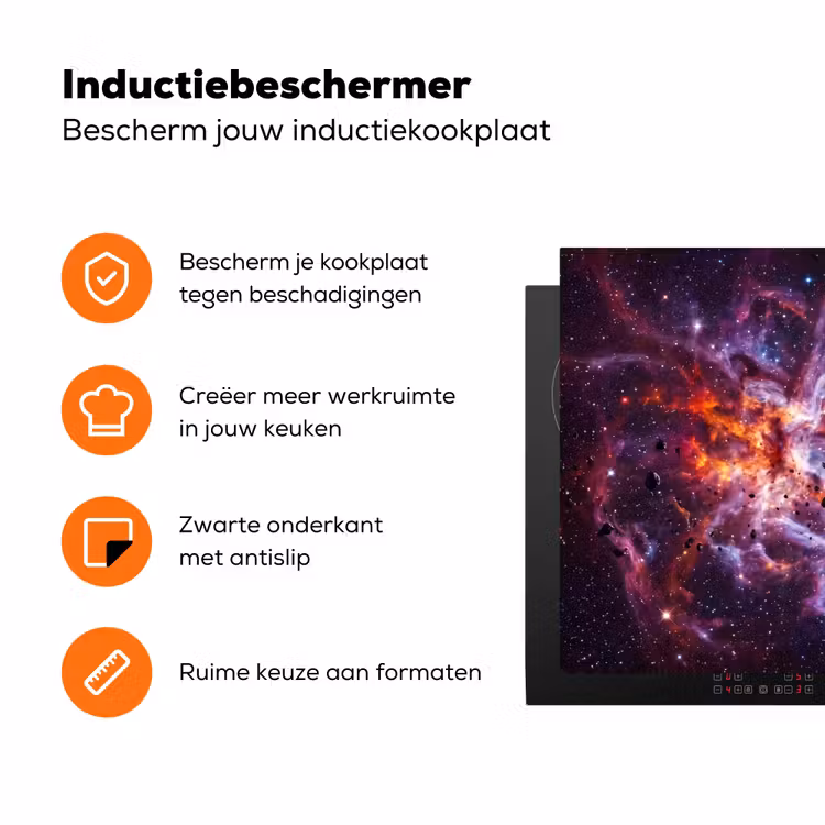 Space - Stars - Abstract - Colorful Inductie beschermer vinyl 3mm klein -zzzzzzz-td-ups
