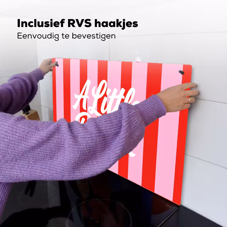 A Little Break - Strepen - Rood - Roze Inductie beschemer met haakjes klein -ky-ophangen-nl