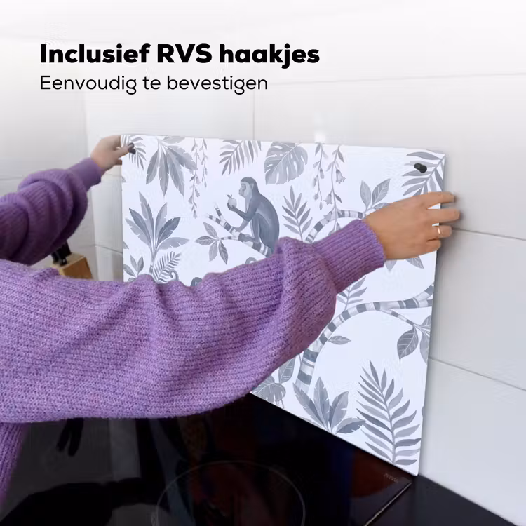 Aap - Boom - Bladeren - Jungle - Illustratie Inductie beschemer met haakjes klein -ky-ophangen-nl