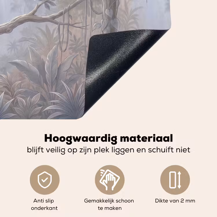 Aap - Boom - Jungle - Natuur - Grijs Inductie beschemer met haakjes klein -ky-onderkant-nl