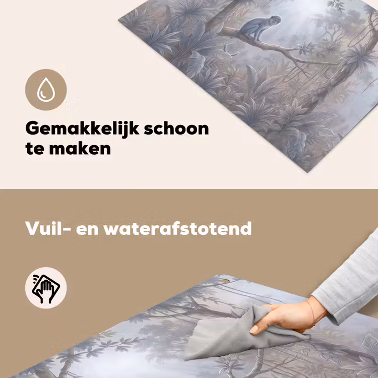 Aap - Boom - Jungle - Natuur - Grijs Inductie beschemer met haakjes klein -ky-schoon-nl
