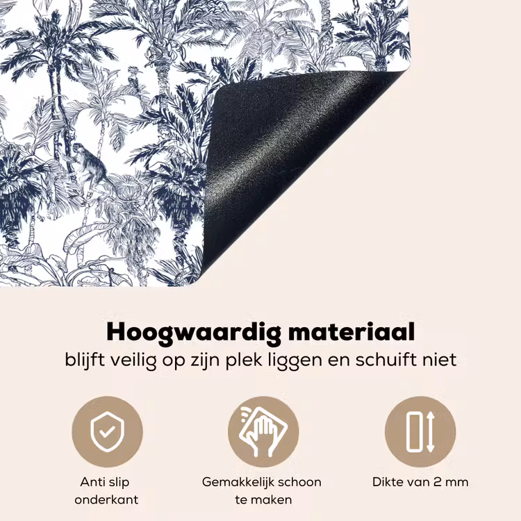 Aap - Jungle - Blauw Inductie beschemer met haakjes klein 777 -ky-onderkant-nl