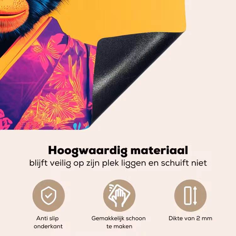 Aap - Kimono - Bloemen - Hoofdtooi Inductie beschemer met haakjes klein -ky-onderkant-nl