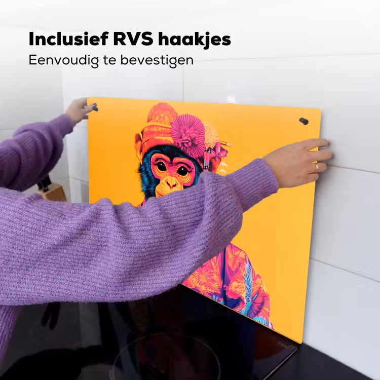 Aap - Kimono - Bloemen - Hoofdtooi Inductie beschemer met haakjes klein -ky-ophangen-nl