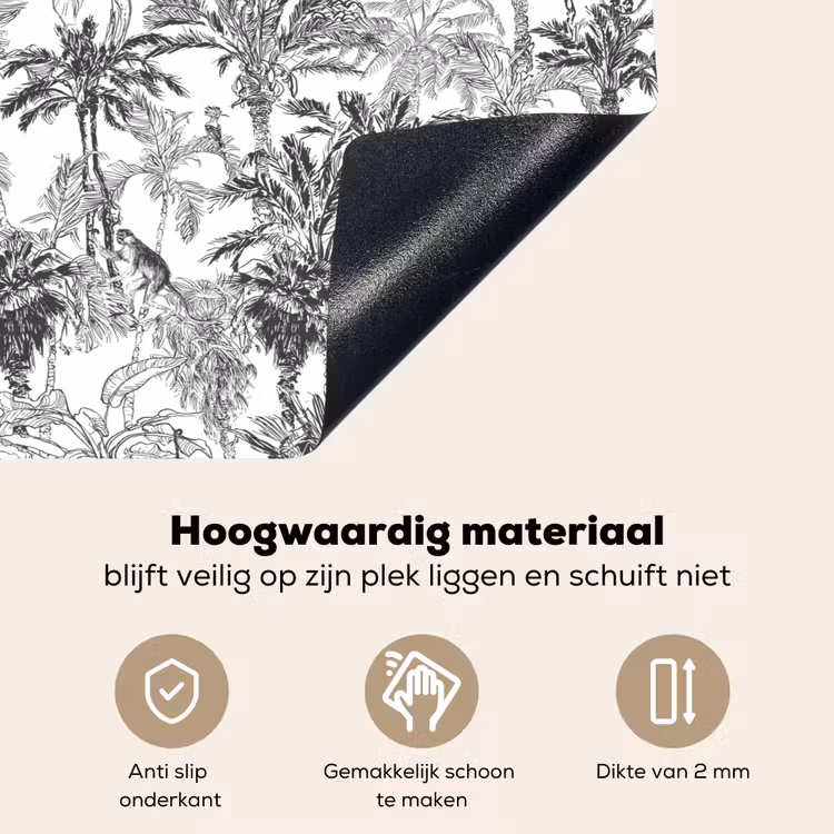 Aap - Oerwoud - Abstract - Grijs Inductie beschemer met haakjes klein 777 -ky-onderkant-nl