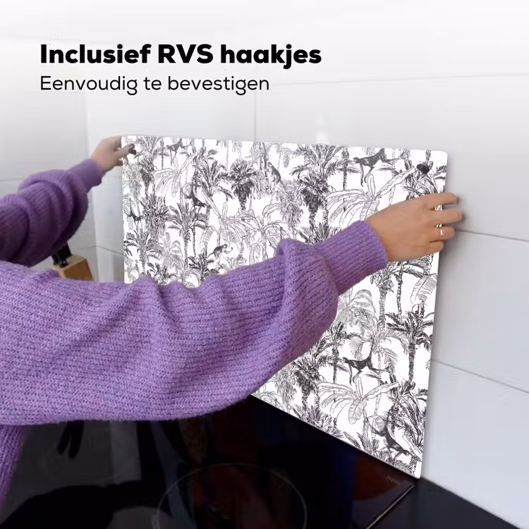 Aap - Oerwoud - Abstract - Grijs Inductie beschemer met haakjes klein 777 -ky-ophangen-nl