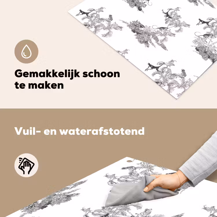 Aap - Oerwoud - Grijs Inductie beschemer met haakjes klein 777 -ky-schoon-nl