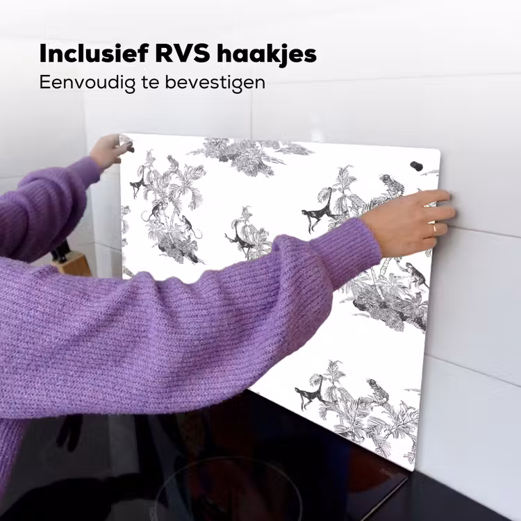 Aap - Oerwoud - Grijs Inductie beschemer met haakjes klein 777 -ky-ophangen-nl