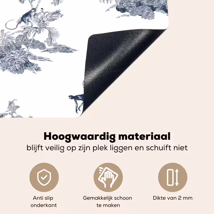 Aap - Palmboom - Blauw Inductie beschemer met haakjes klein 777 -ky-onderkant-nl