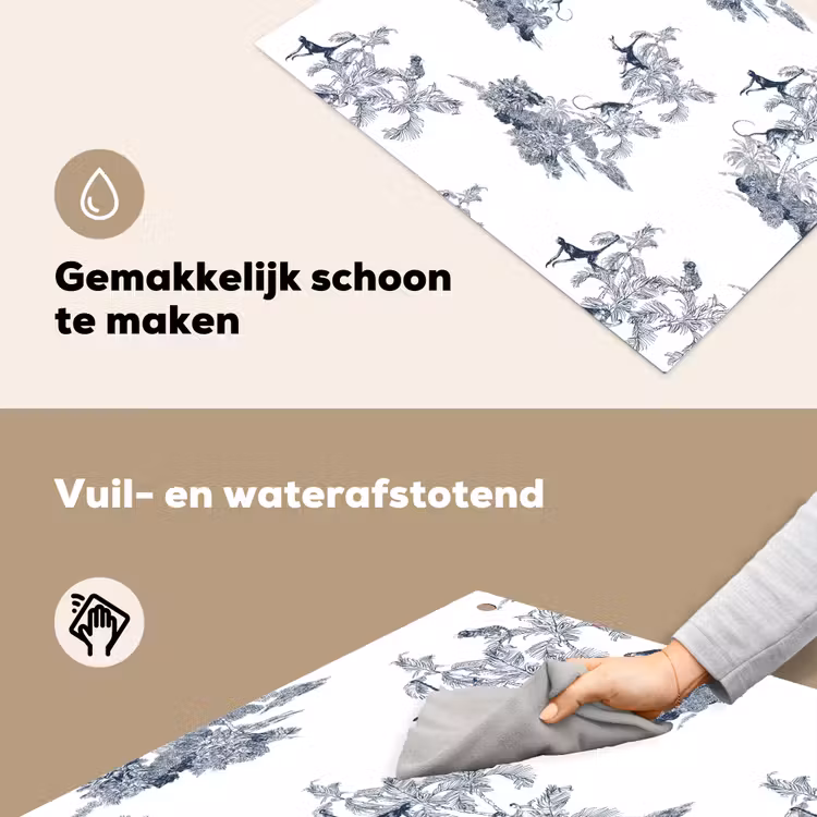 Aap - Palmboom - Blauw Inductie beschemer met haakjes klein 777 -ky-schoon-nl