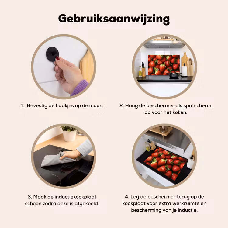 Aardbei - Fruit - Rood Inductie beschemer met haakjes klein -ky-gebruik-nl