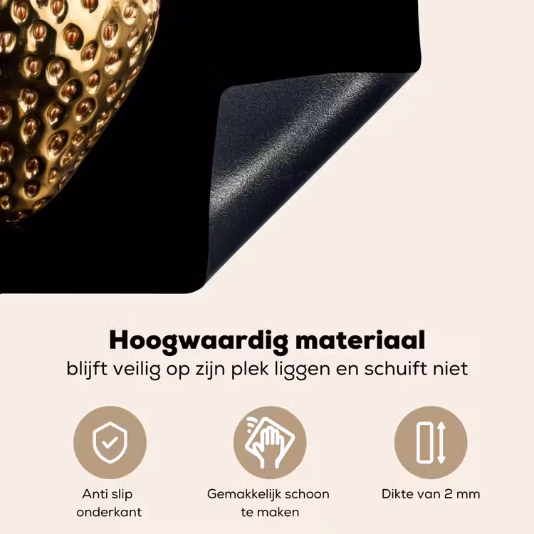 Aardbei - Goud - Zwart - Chrome Inductie beschemer met haakjes klein -ky-onderkant-nl