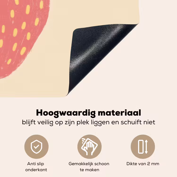 Aardbei - Minimalistisch - Rood - Fruit Inductie beschemer met haakjes klein -ky-onderkant-nl